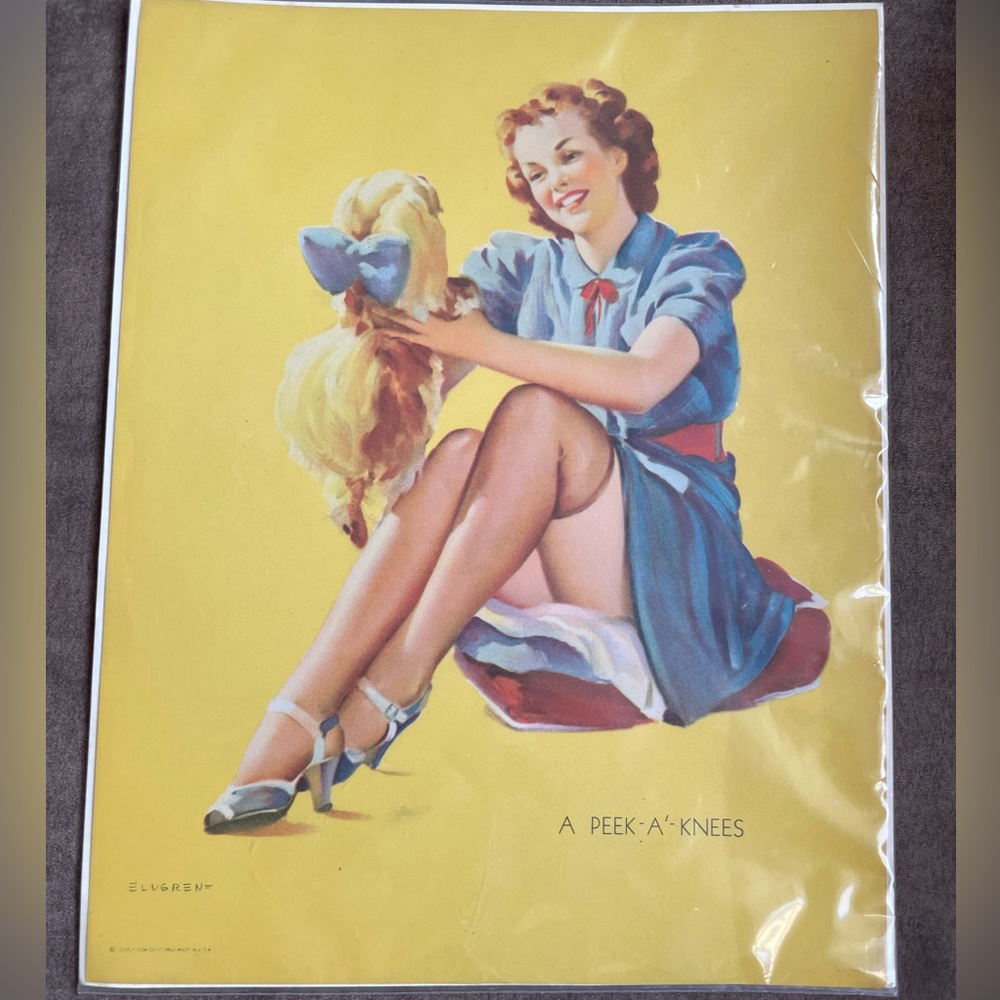 Vintage Elvgren Pin-Up Print “A Peek-A-Knees”